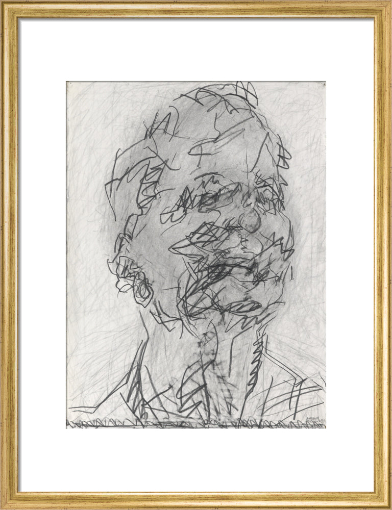 Frank auerbach portrait print (art print, medium, gold frame)