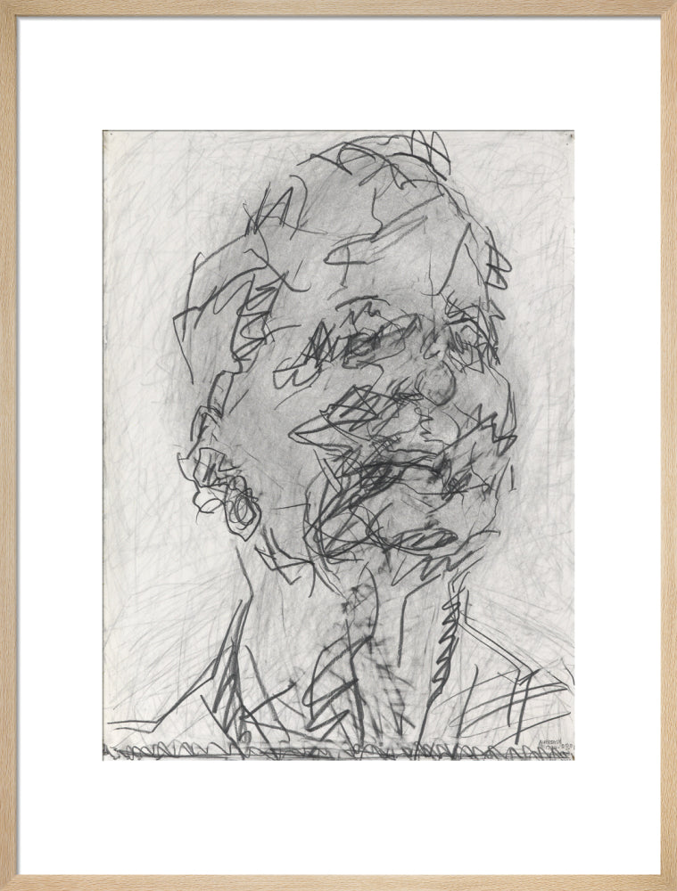 Frank auerbach portrait print (art print, large, natural frame)