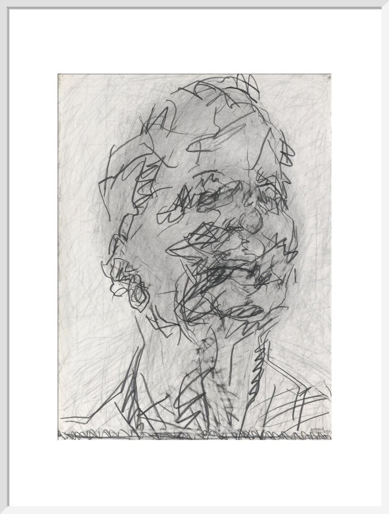 Frank auerbach portrait print (art print, extra large, white frame)