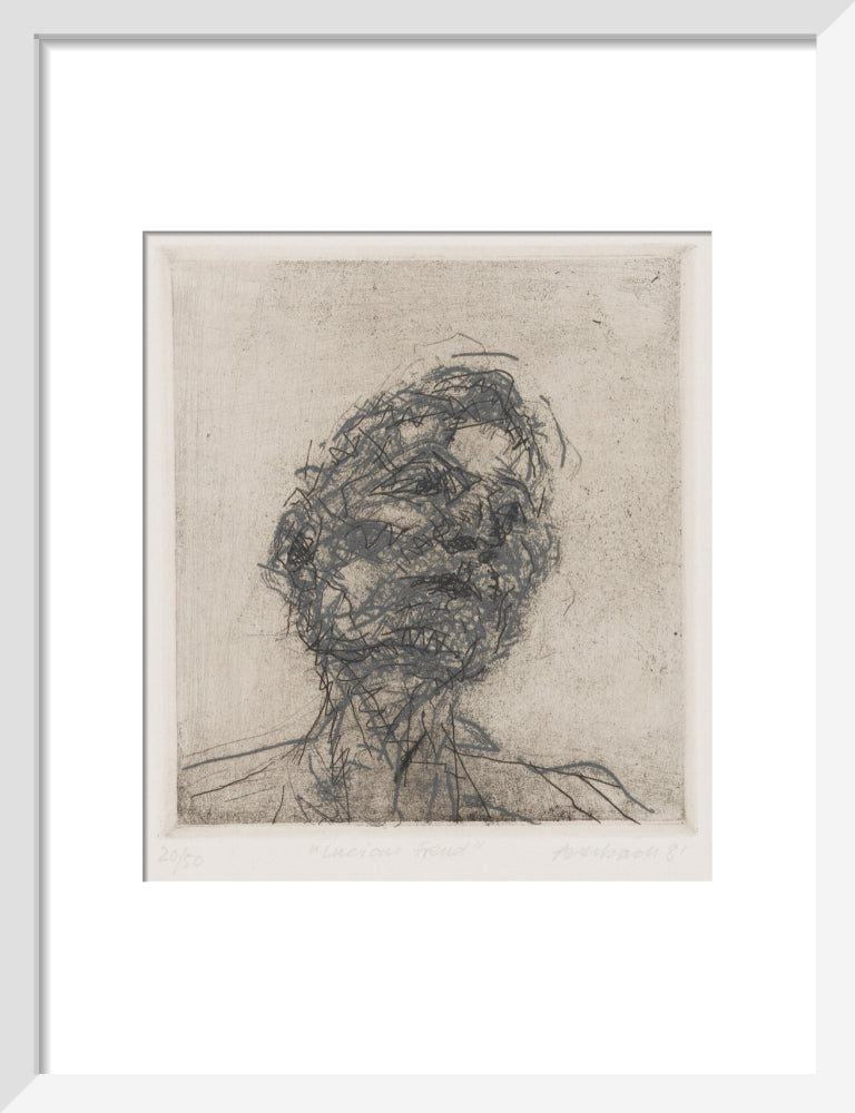 Lucian freud portrait print (art print, small, white frame)