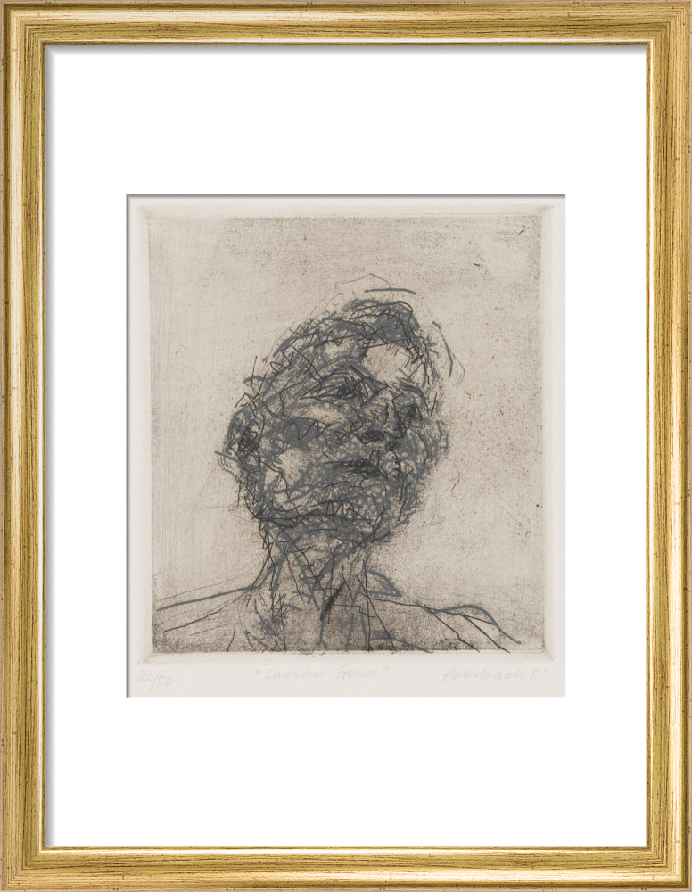 Lucian freud portrait print (art print, small, gold frame)