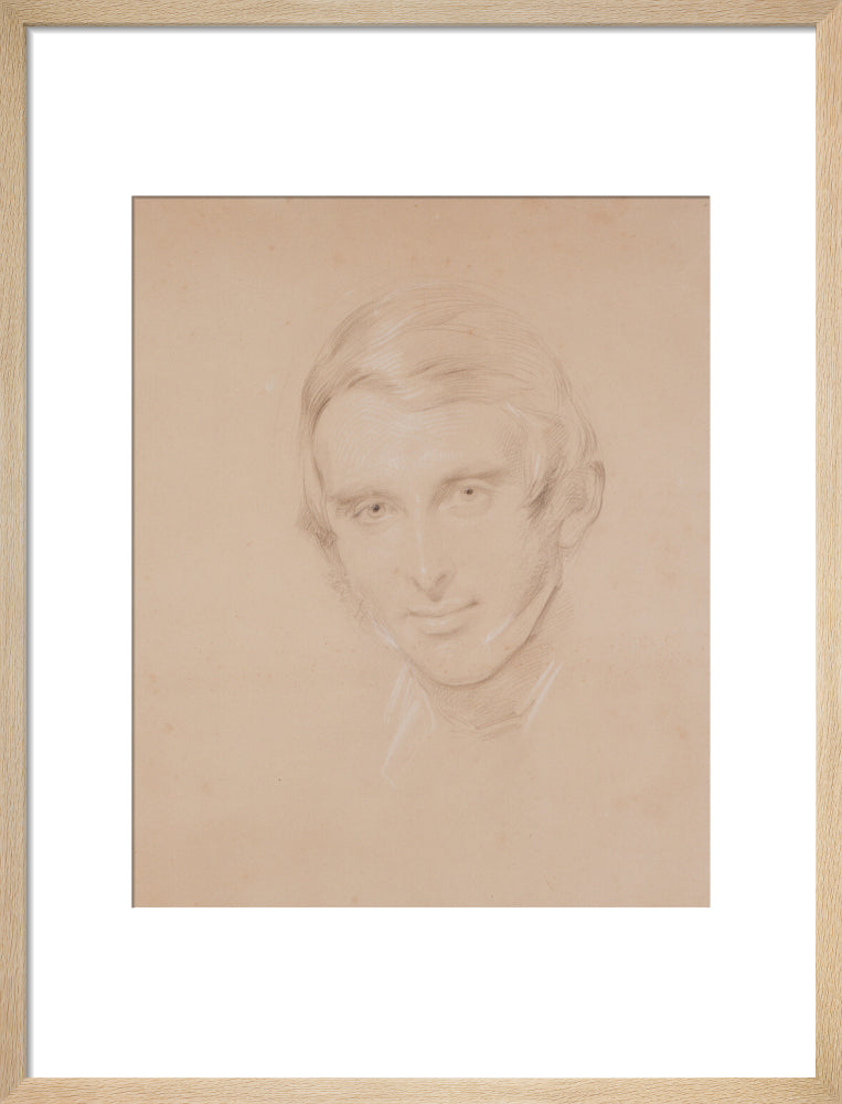 John ruskin portrait print (art print, medium, natural frame)