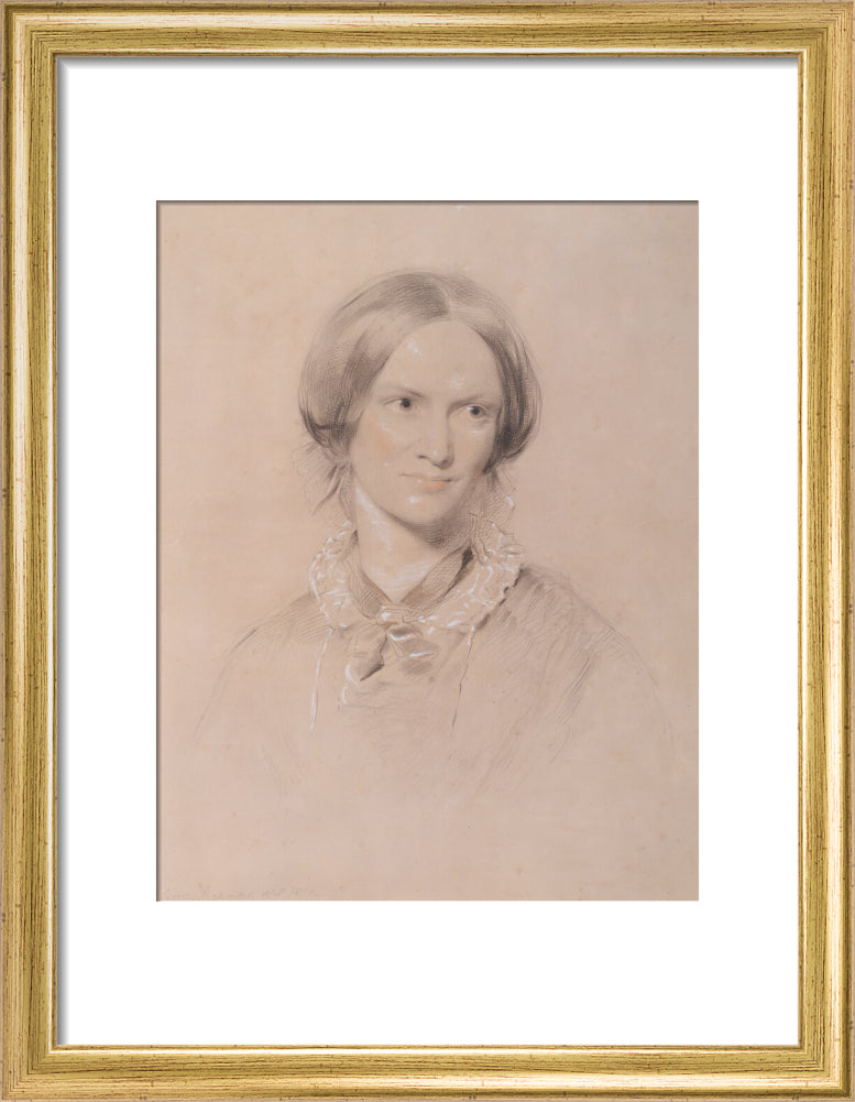 Charlotte brontë portrait print (art print, small, gold frame frame)
