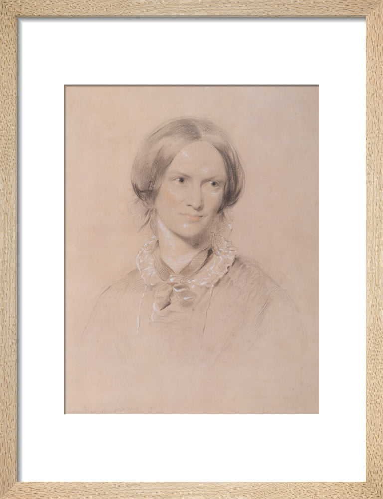 Charlotte brontë portrait print (art print, small, natural frame frame)