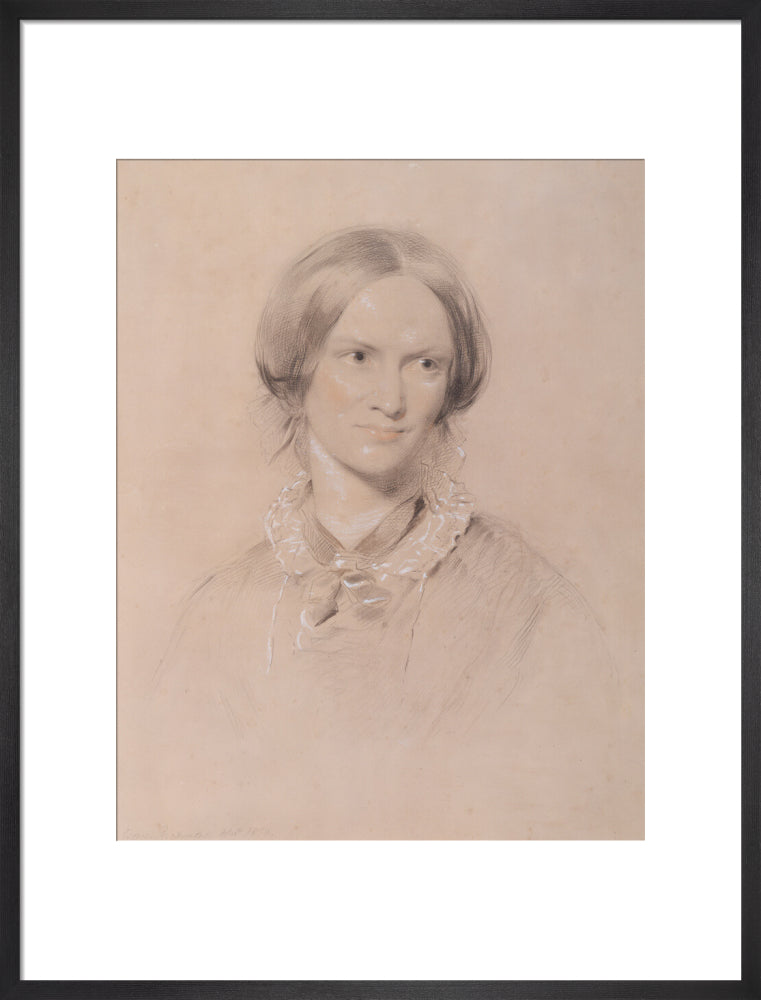 Charlotte brontë portrait print (art print, large, black frame frame)