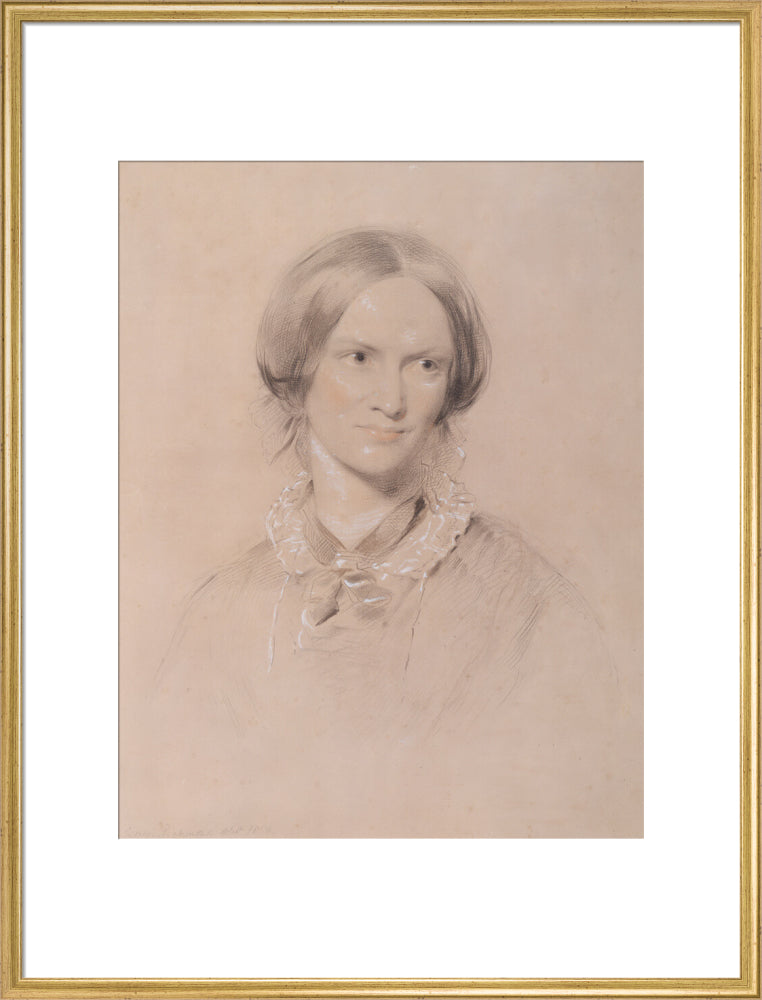 Charlotte brontë portrait print (art print, extra large, gold frame frame)