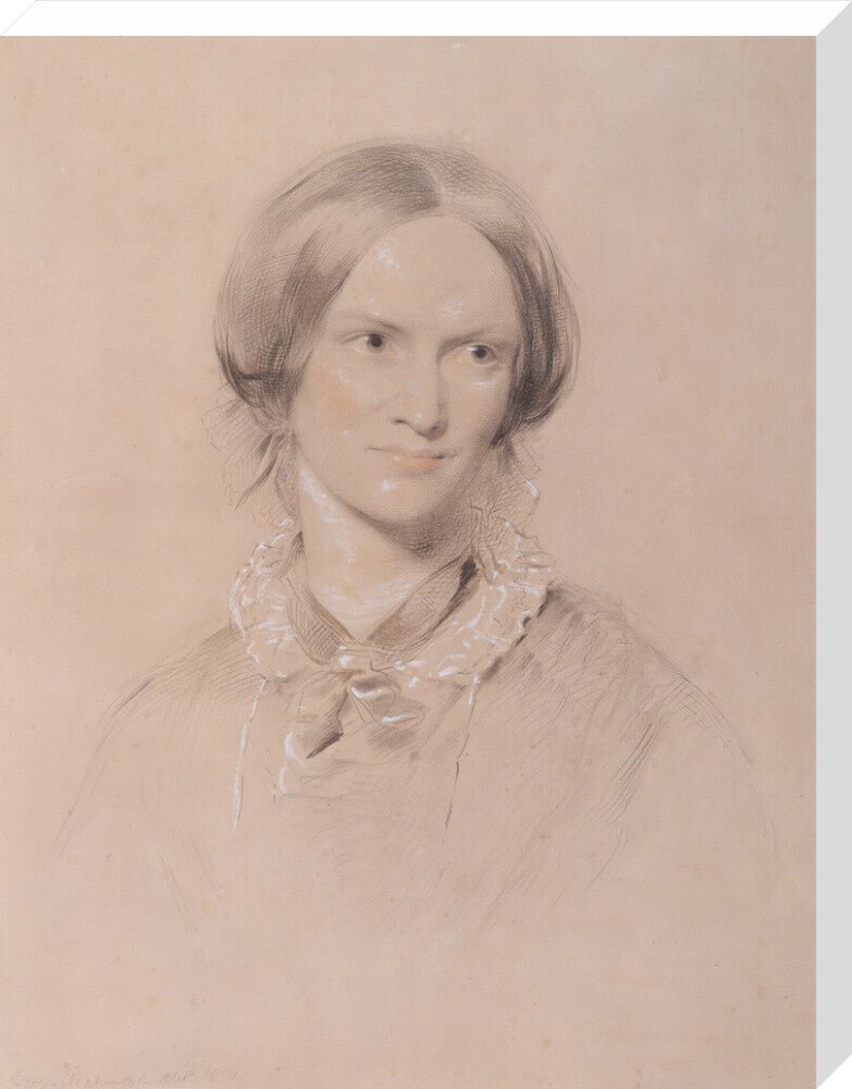 Charlotte brontë portrait print (stretched canvas, large, no frame frame)