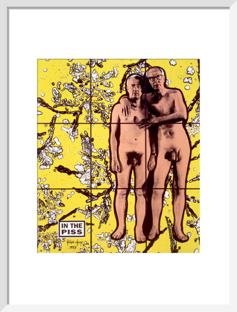 Gilbert & george ('in the piss') portrait print (art print, medium, white frame)