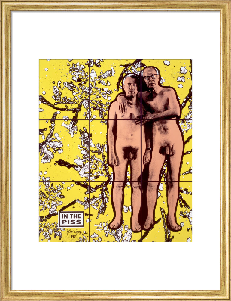 Gilbert & george ('in the piss') portrait print (art print, medium, gold frame)