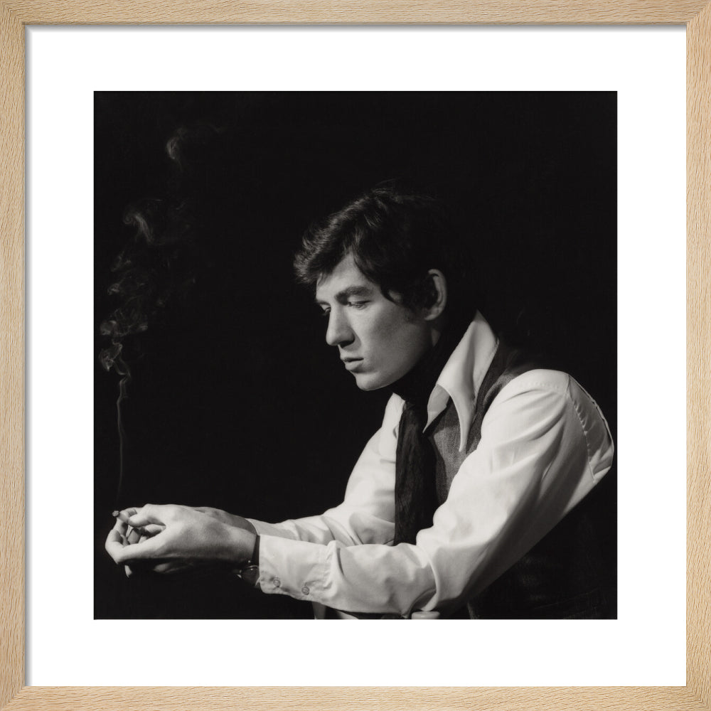 Ian mckellen portrait print (art print, small, natural frame)