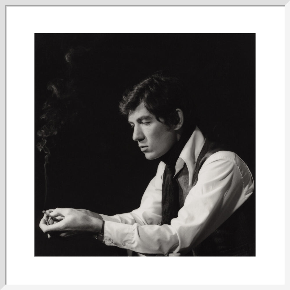 Ian mckellen portrait print (art print, large, white frame)