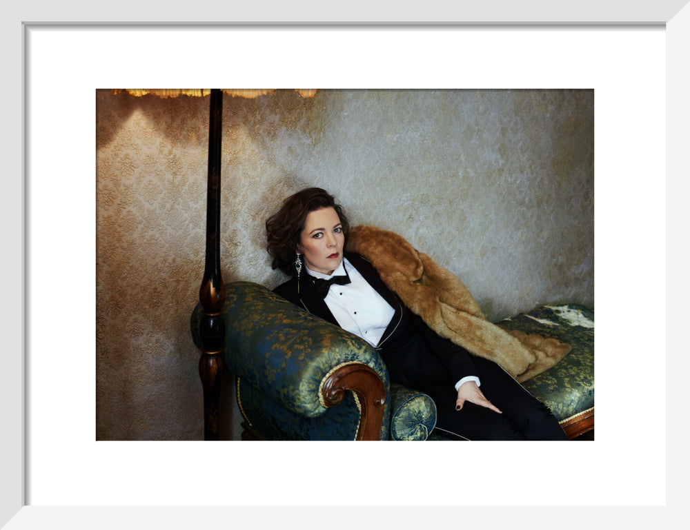 Olivia colman portrait print (art print, small, white frame)