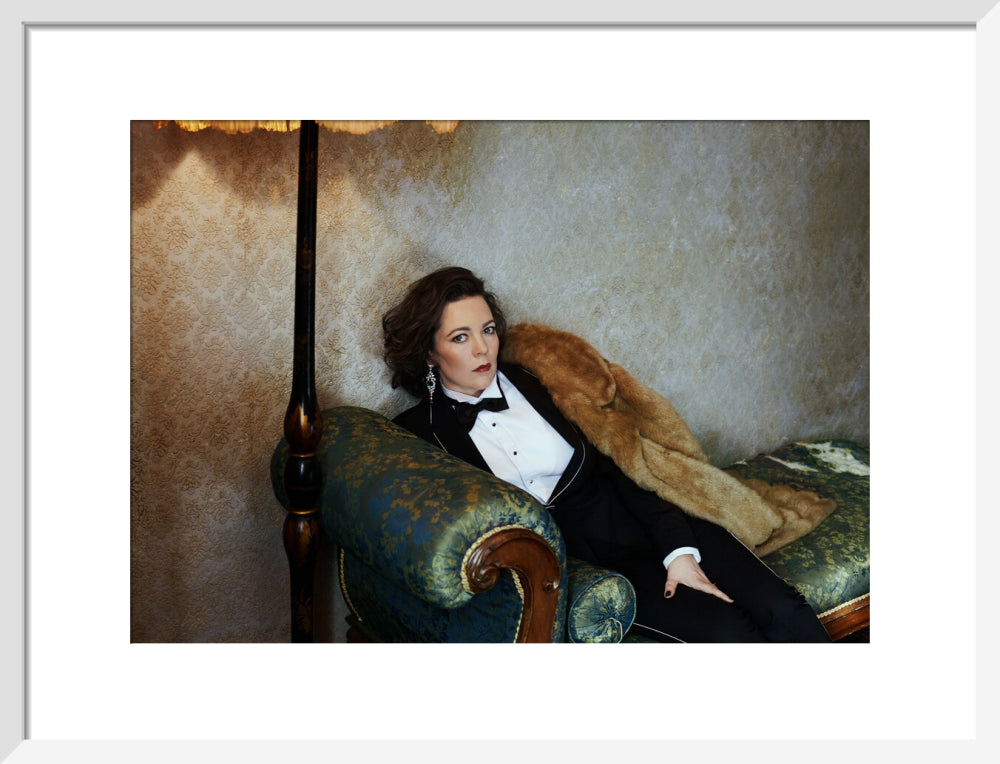 Olivia colman portrait print (art print, medium, white frame)