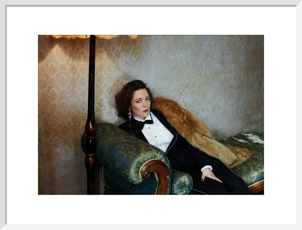 Olivia colman portrait print (art print, large, white frame)