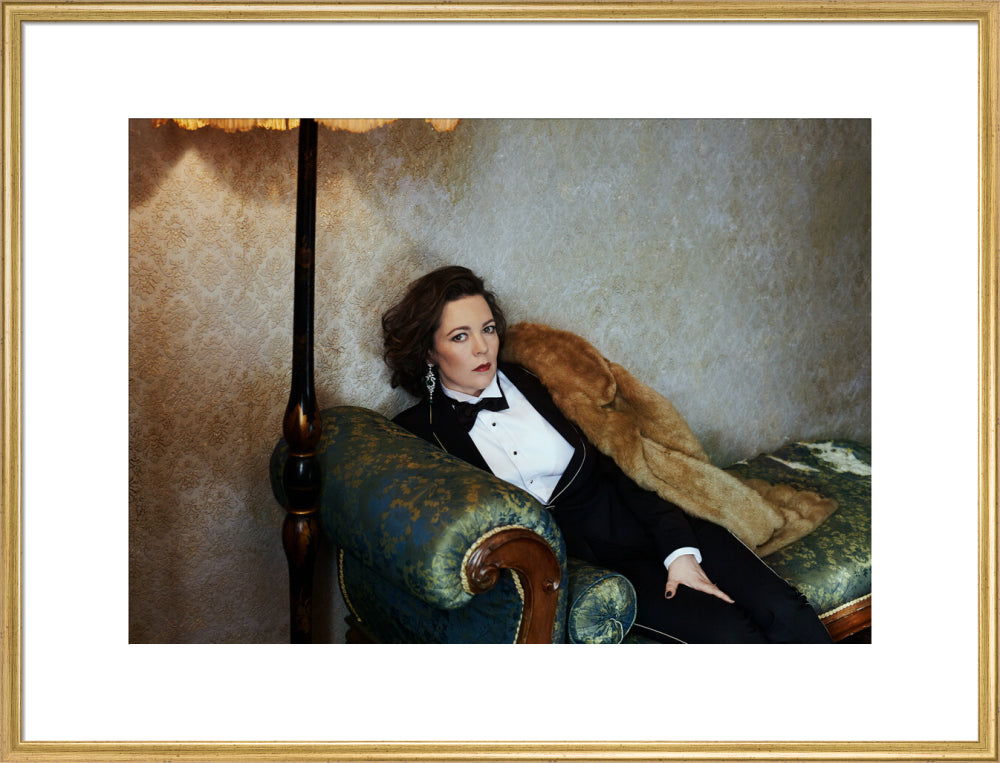 Olivia colman portrait print (art print, extra large, gold frame)