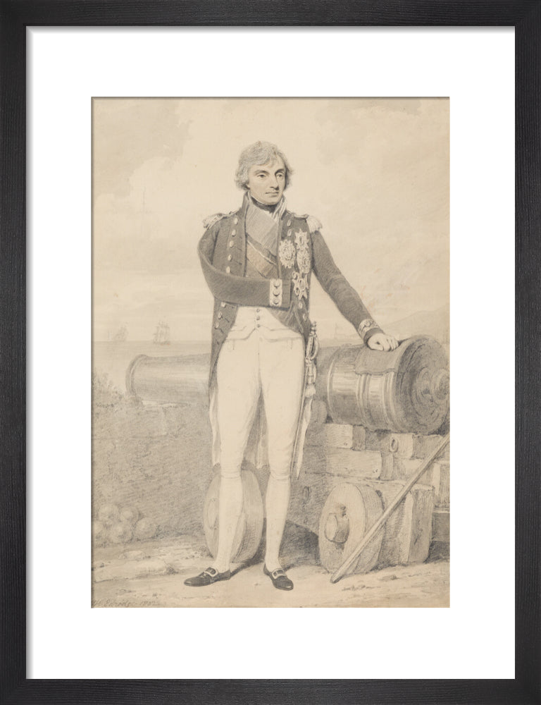 Horatio nelson portrait print (art print, small, black frame)