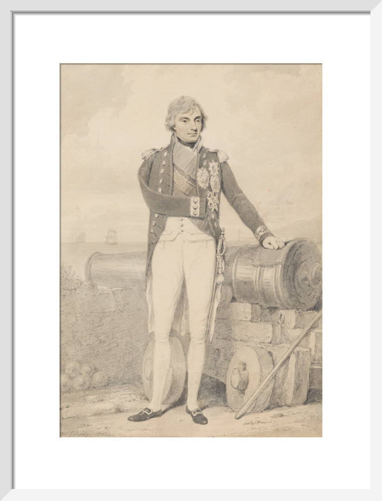 Horatio nelson portrait print (art print, medium, white frame)