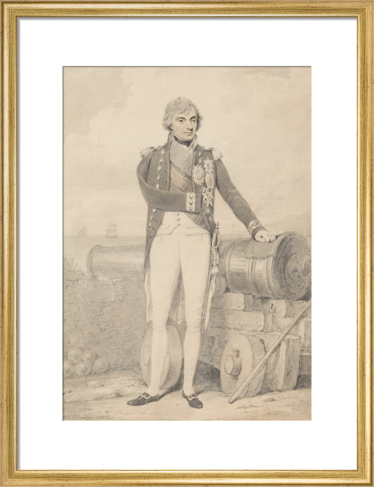 Horatio nelson portrait print (art print, medium, gold frame)
