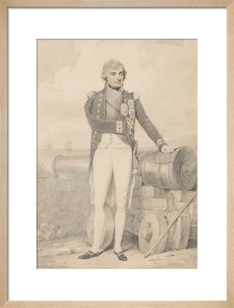 Horatio nelson portrait print (art print, medium, natural frame)