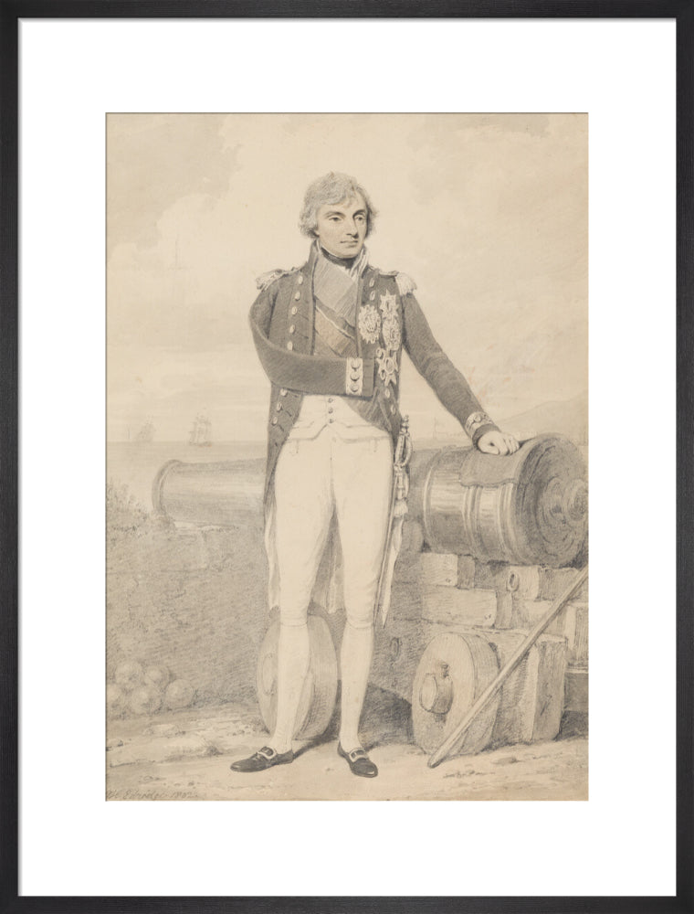 Horatio nelson portrait print (art print, large, black frame)
