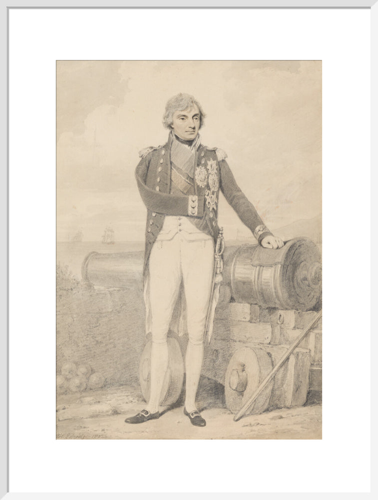 Horatio nelson portrait print (art print, extra large, white frame)