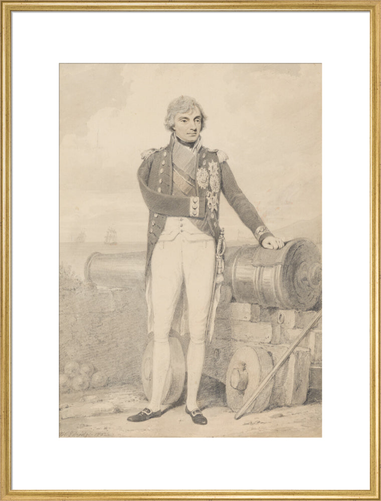Horatio nelson portrait print (art print, extra large, gold frame)