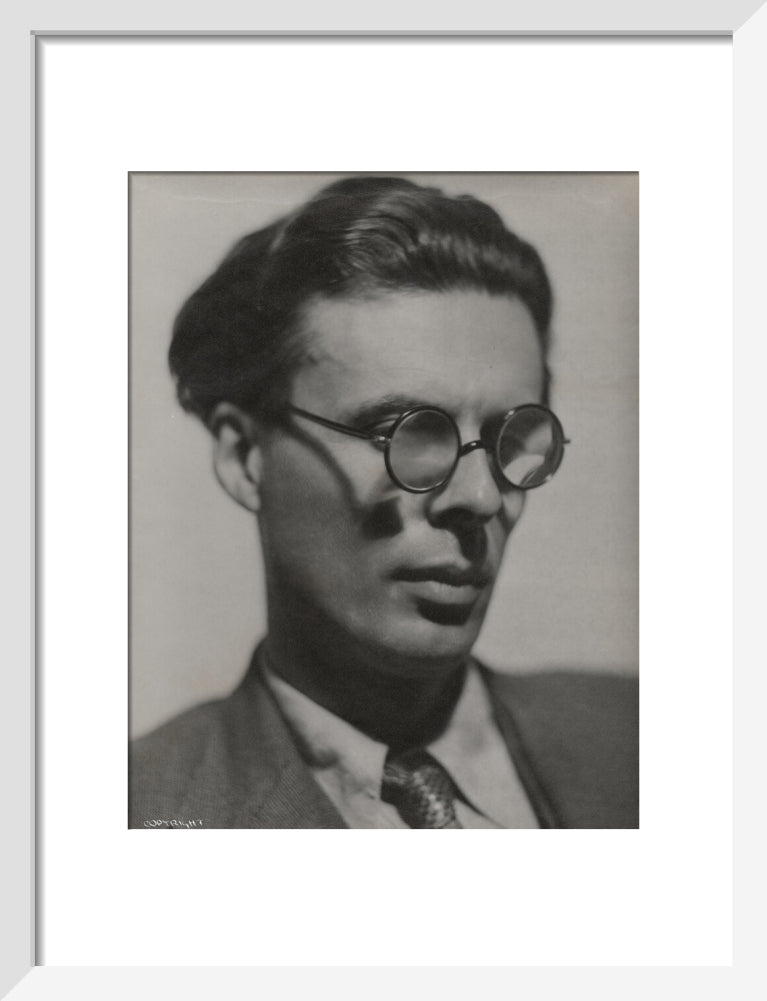 Aldous huxley portrait print (art print, small, white frame frame)