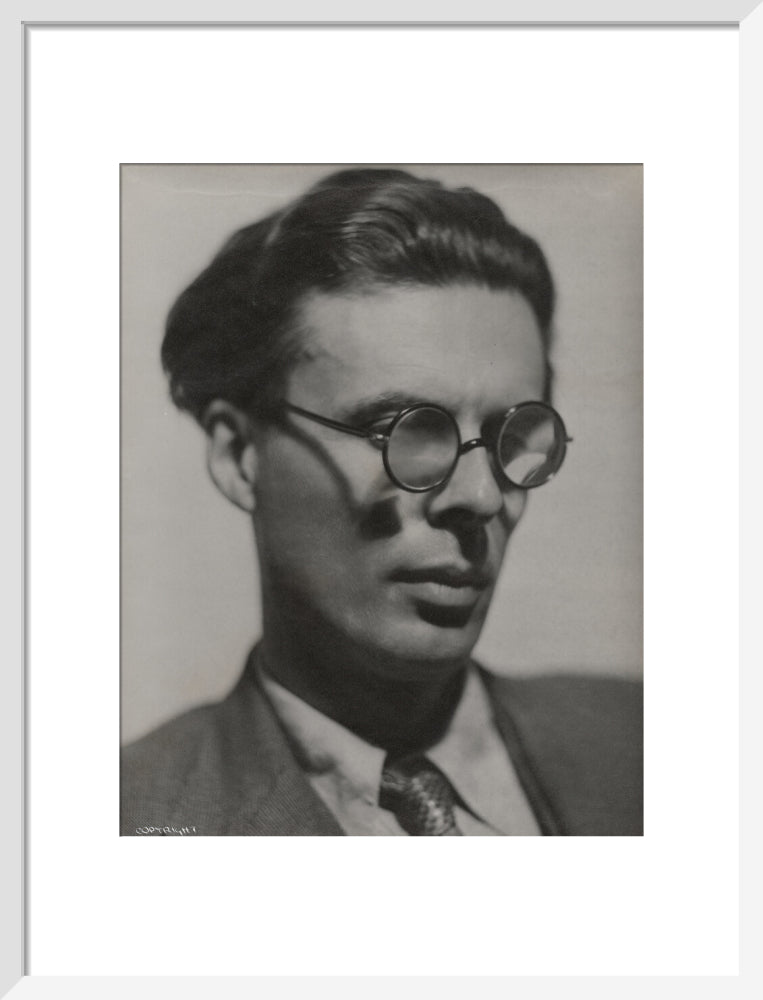 Aldous huxley portrait print (art print, medium, white frame frame)