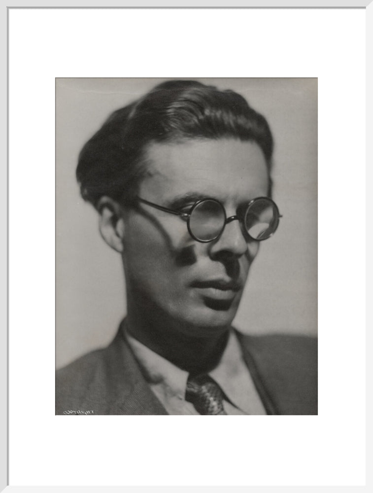 Aldous huxley portrait print (art print, extra large, white frame frame)