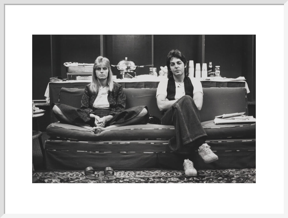 Linda mccartney; paul mccartney portrait print (art print, extra large, white frame)