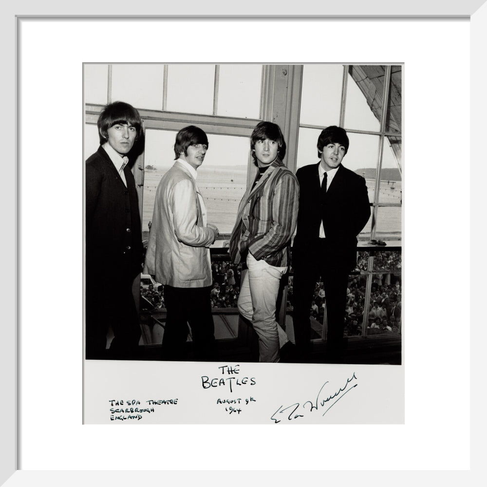 The beatles (george harrison; ringo starr; john lennon; paul mccartney) portrait print (art print, small, white frame)