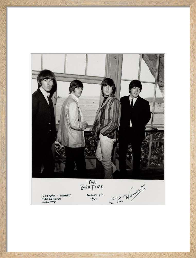 The beatles (george harrison; ringo starr; john lennon; paul mccartney) portrait print (art print, medium, natural frame)