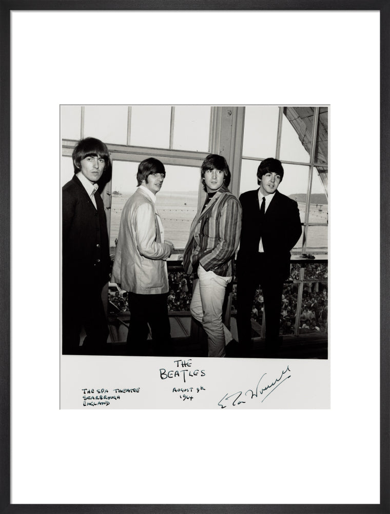 The beatles (george harrison; ringo starr; john lennon; paul mccartney) portrait print (art print, large, black frame)