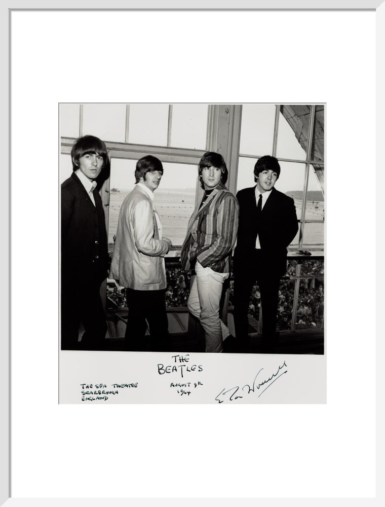 The beatles (george harrison; ringo starr; john lennon; paul mccartney) portrait print (art print, large, white frame)