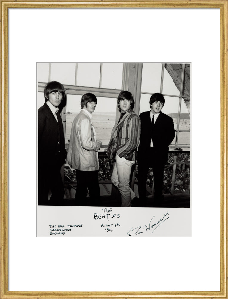 The beatles (george harrison; ringo starr; john lennon; paul mccartney) portrait print (art print, large, gold frame)