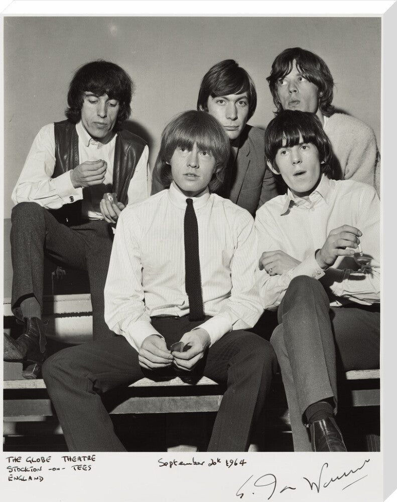 The rolling stones (bill wyman; brian jones; charlie watts; keith richards; mick jagger) portrait print (stretched canvas, extra large, no frame)