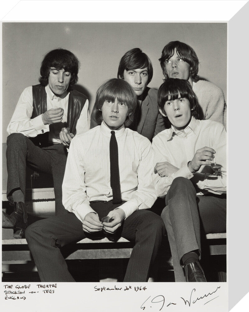 The rolling stones (bill wyman; brian jones; charlie watts; keith richards; mick jagger) portrait print (stretched canvas, small, no frame)