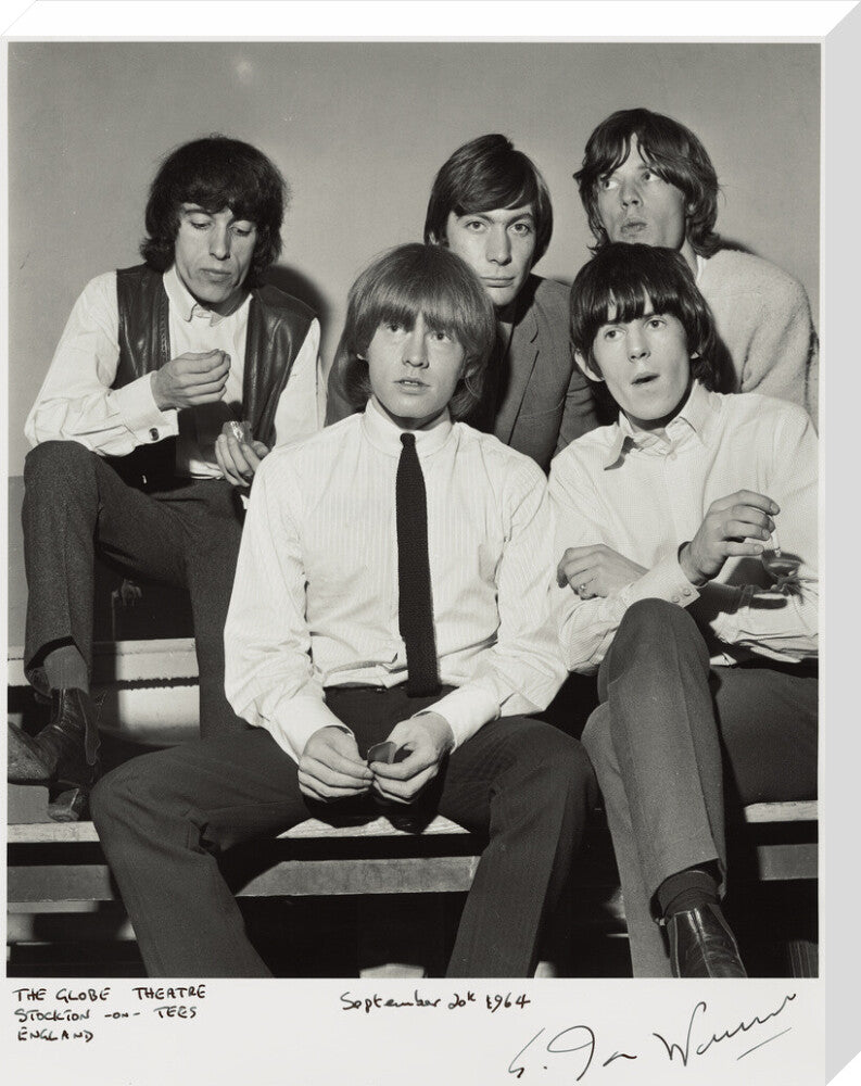 The rolling stones (bill wyman; brian jones; charlie watts; keith richards; mick jagger) portrait print (stretched canvas, large, no frame)