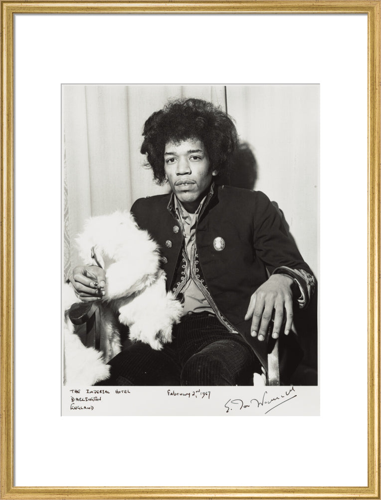 Jimi hendrix portrait print (art print, large, gold frame)