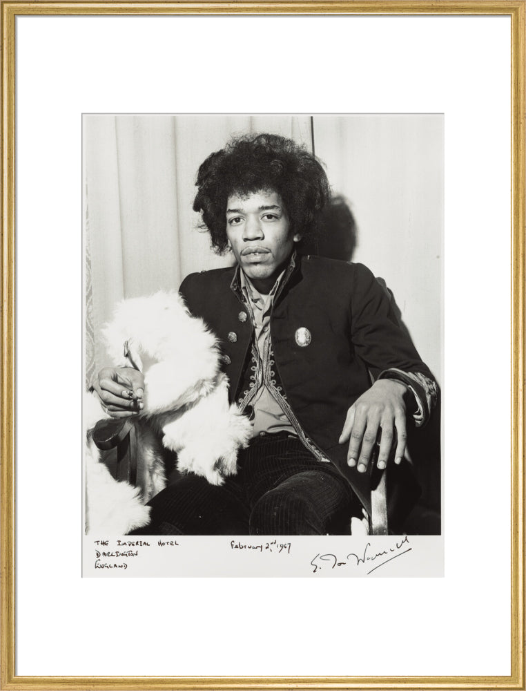 Jimi hendrix portrait print (art print, extra large, gold frame)