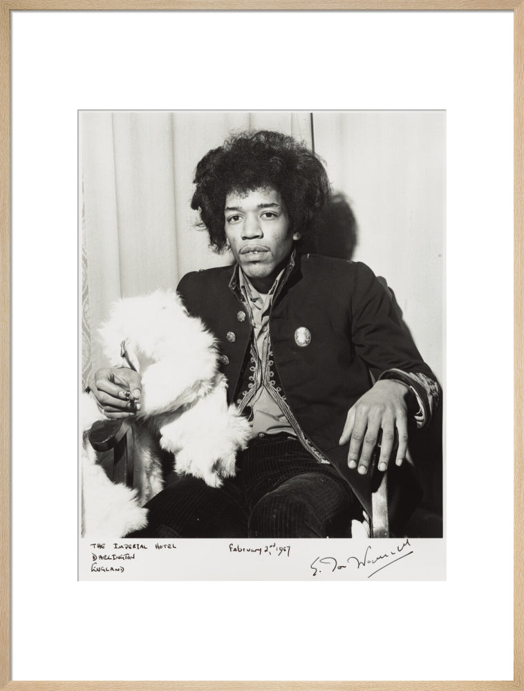 Jimi hendrix portrait print (art print, extra large, natural frame)