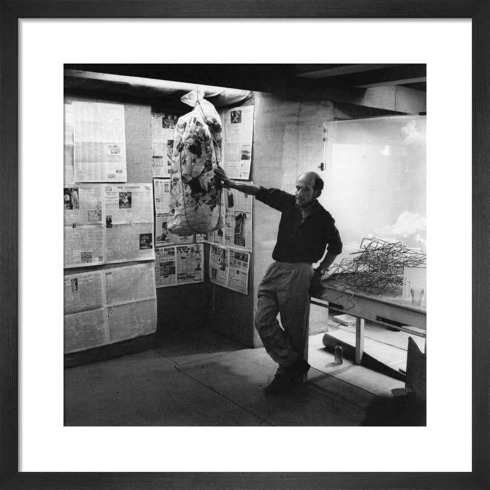 Gustav metzger portrait print (art print, small, black frame)