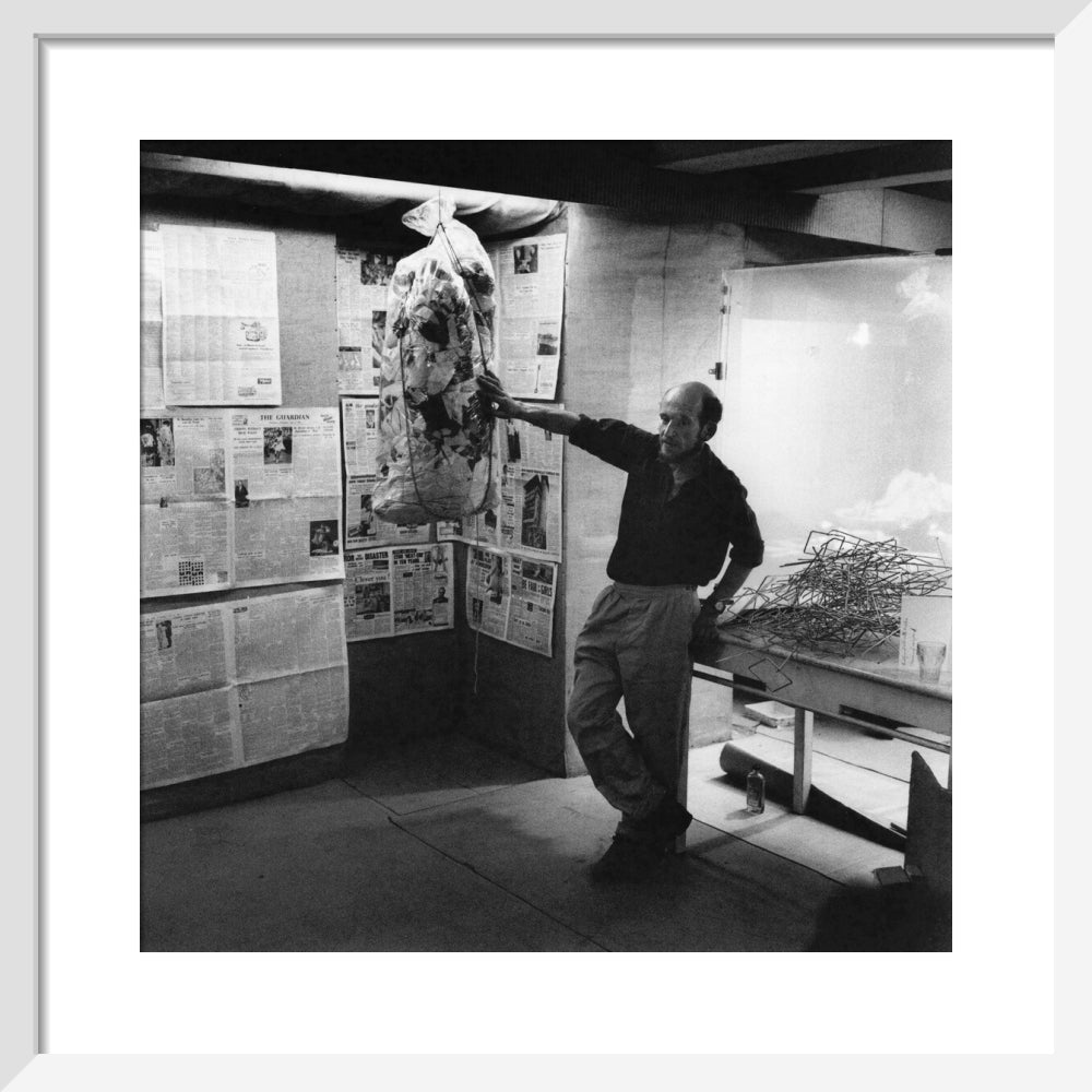 Gustav metzger portrait print (art print, small, white frame)