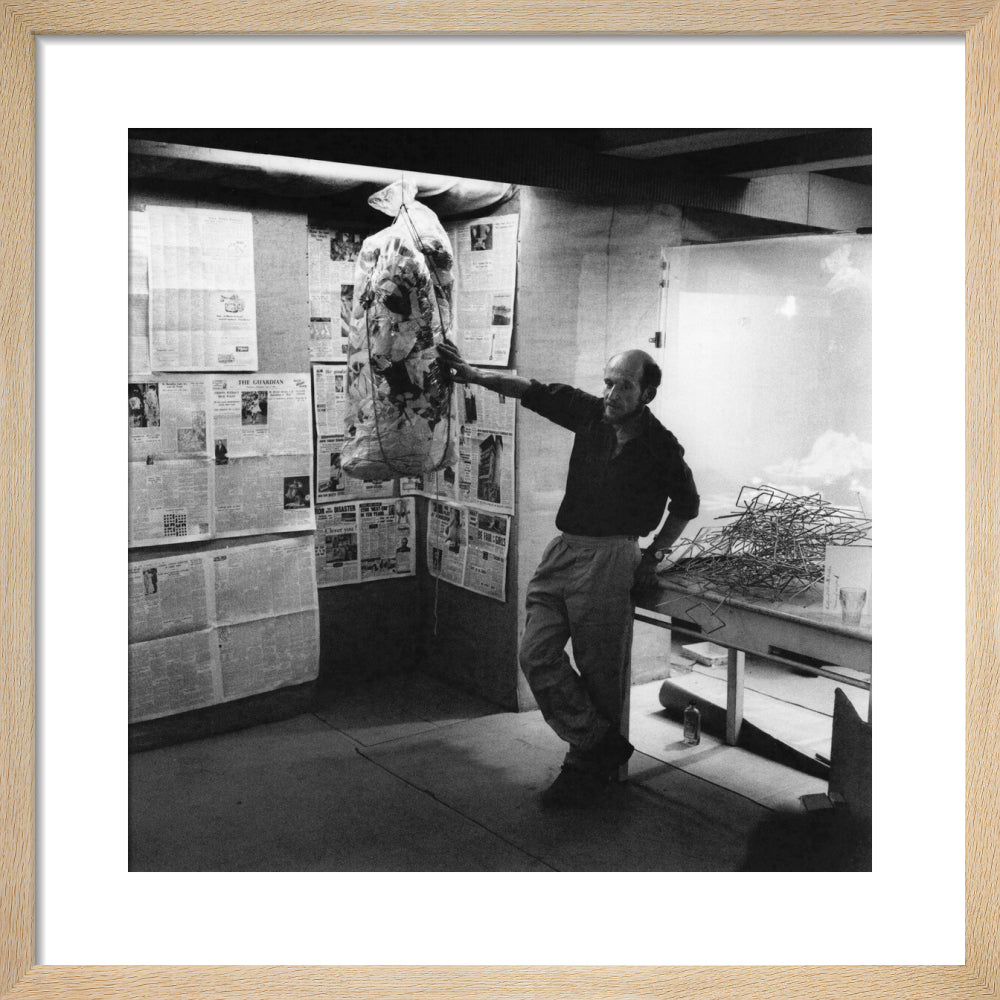 Gustav metzger portrait print (art print, small, natural frame)