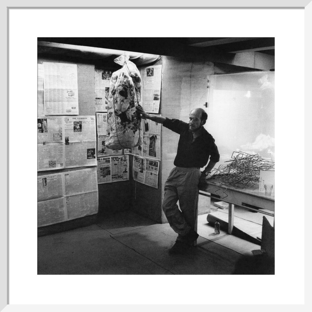 Gustav metzger portrait print (art print, medium, white frame)