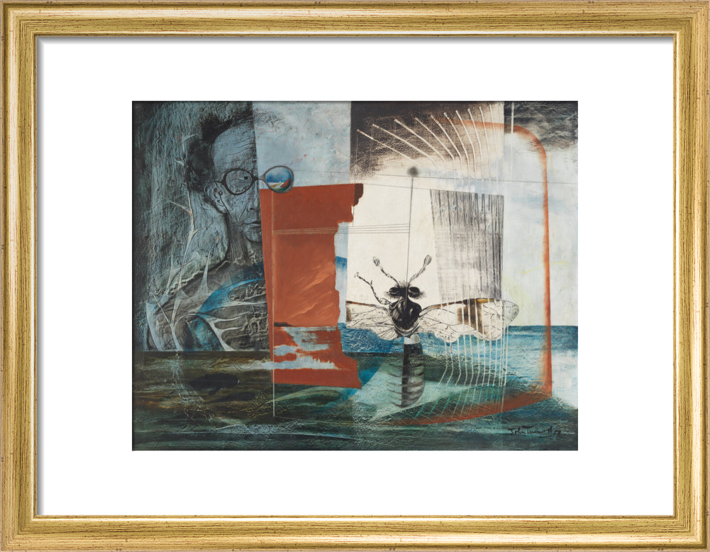 John tunnard portrait print (art print, small, gold frame)