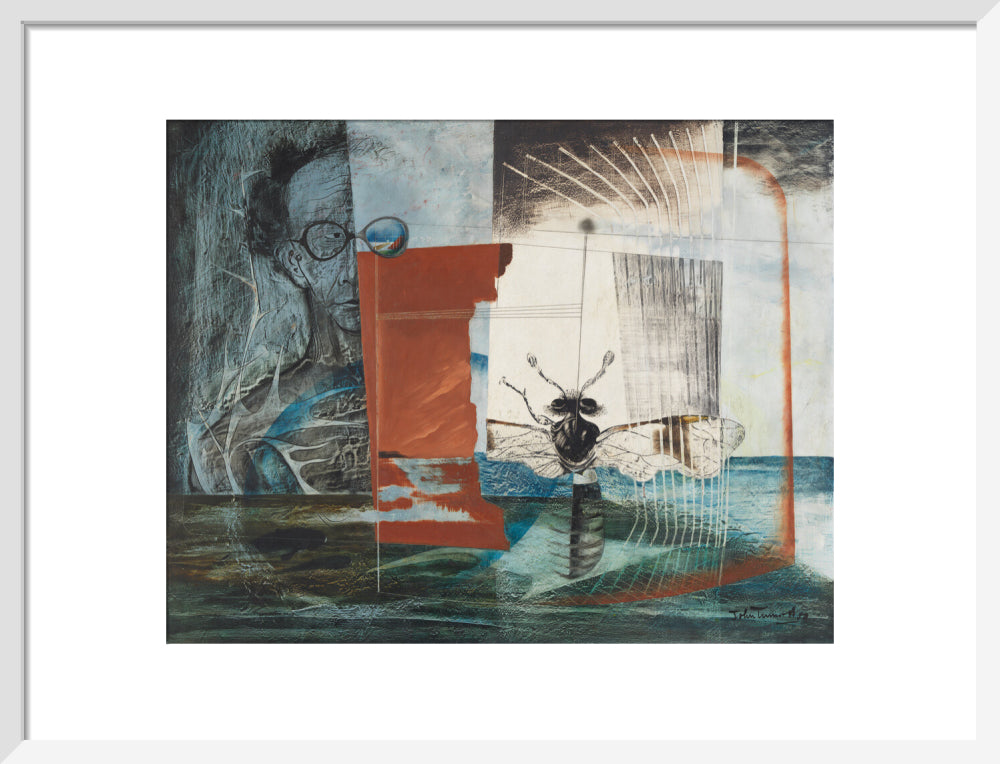 John tunnard portrait print (art print, medium, white frame)