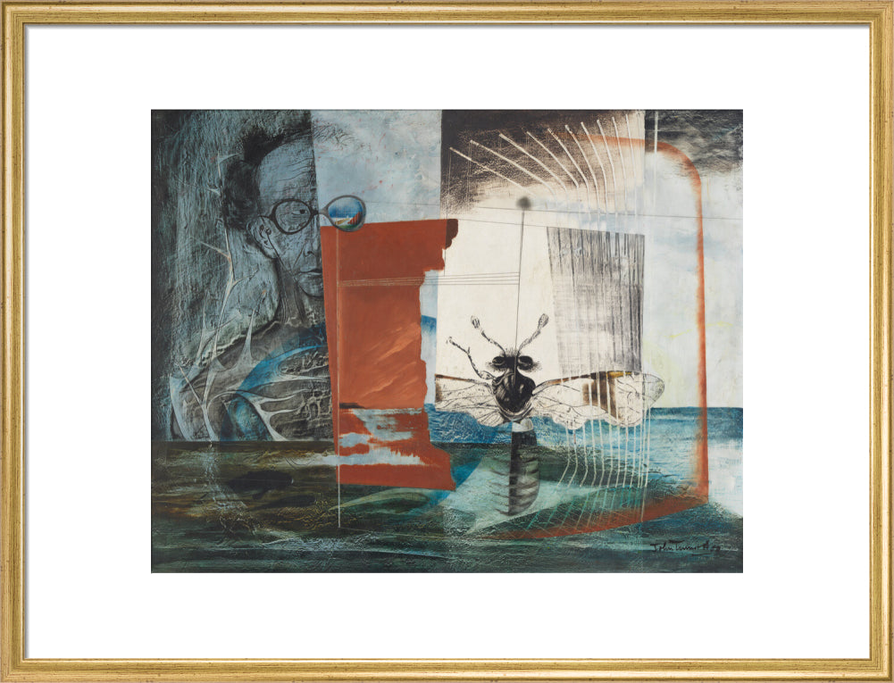 John tunnard portrait print (art print, large, gold frame)