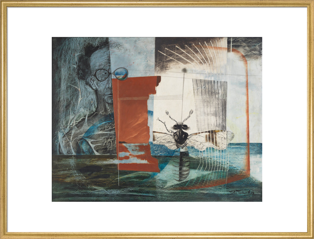 John tunnard portrait print (art print, extra large, gold frame)