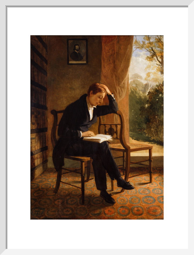 John keats portrait print (art print, medium, white frame)